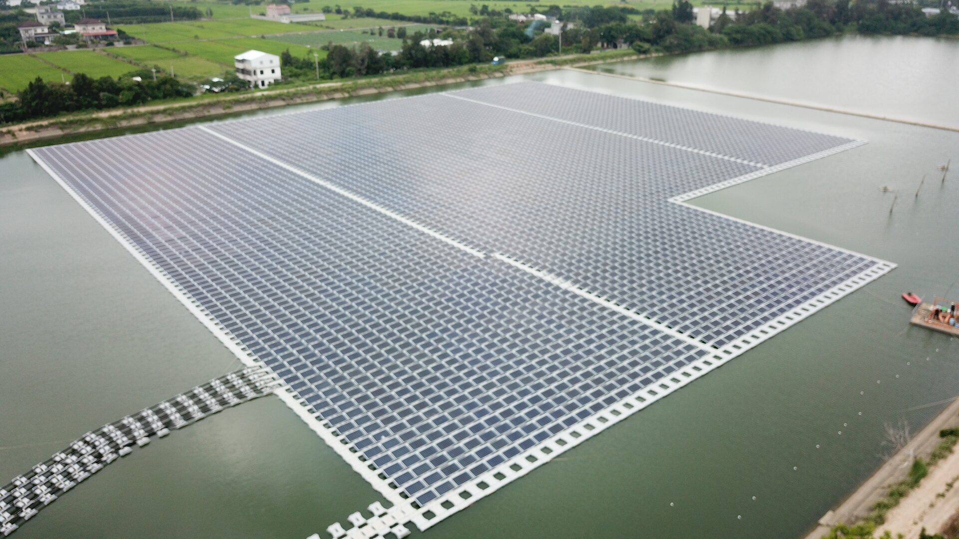 Ponds and fish farms — solar arrays integrated with existing waters